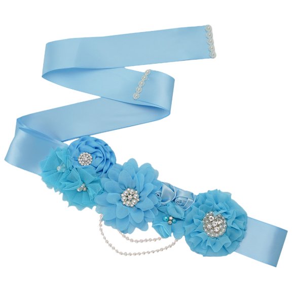 HEMOTON  Maternity Dress Belt Bling Belts for Women Women's Miss Bridesmaid Blue
