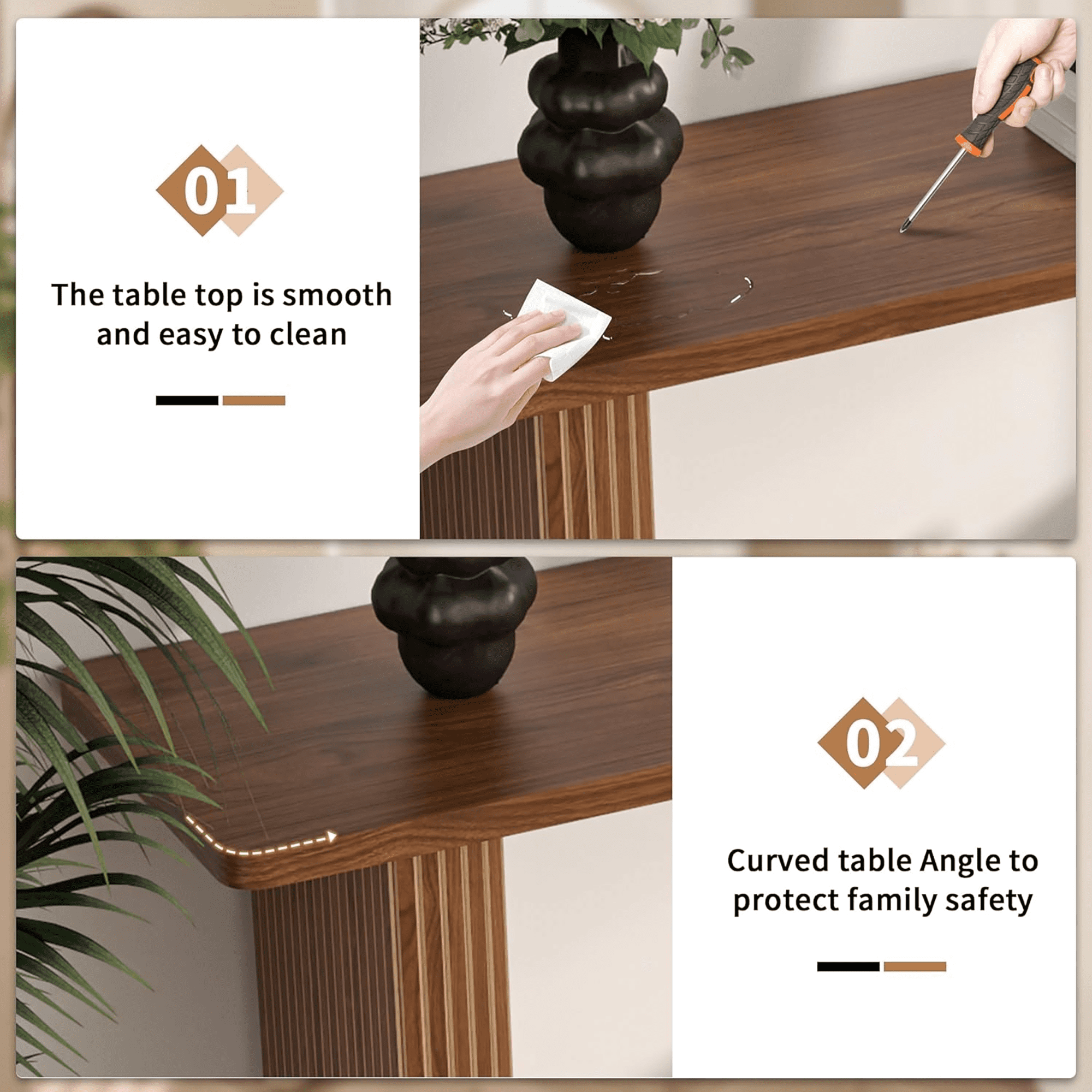 Diubas Long Console Table, Mid-Century Modern Entryway Table, Wood Sofa Table Behind Couch for Living Room Hallway, 60 Inch(Walnut)
