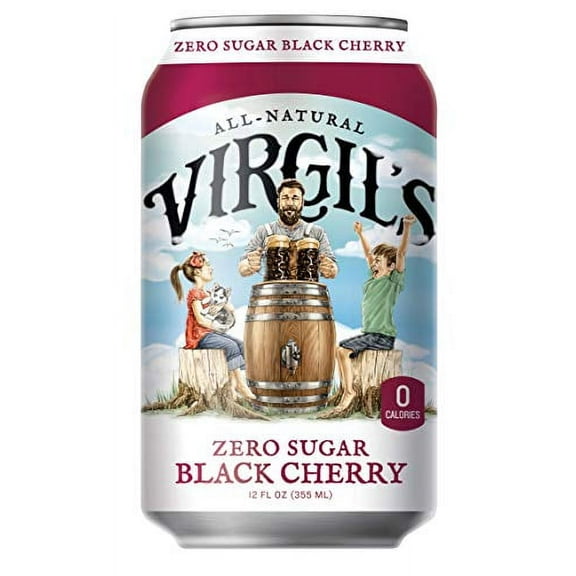 Virgil's, Zero Sugar Black Cherry, Great Tasting Zero Calorie Keto Friendly Soda (6 - 12oz cans