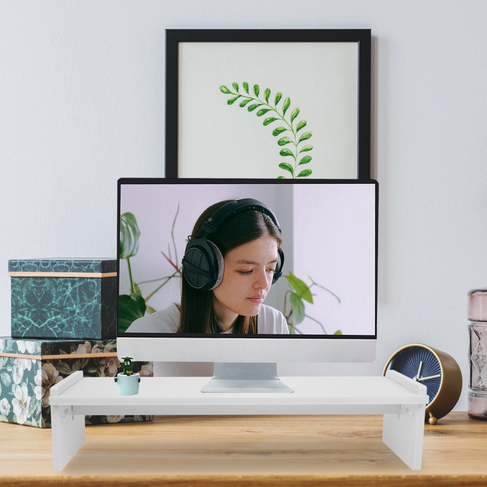 SEWOART White Computer Monitor Stand with Strong Resistance for Home Use Desktop Laptop Screen Riser
