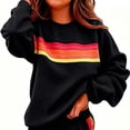 thumbnail image 2 of Tqcoqu Sweatshirt for Women with Rainbow Striped,Loose Fit Pullover Shirts Round Neck Long Sleeve Casual Tops Daily Wear, 2 of 5