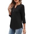 thumbnail image 5 of WIHOLL 3/4 Length Sleeve V Neck Blouses for Women Dressy Casual Spring Summer Tops Business Casual Resort Wear, 5 of 11