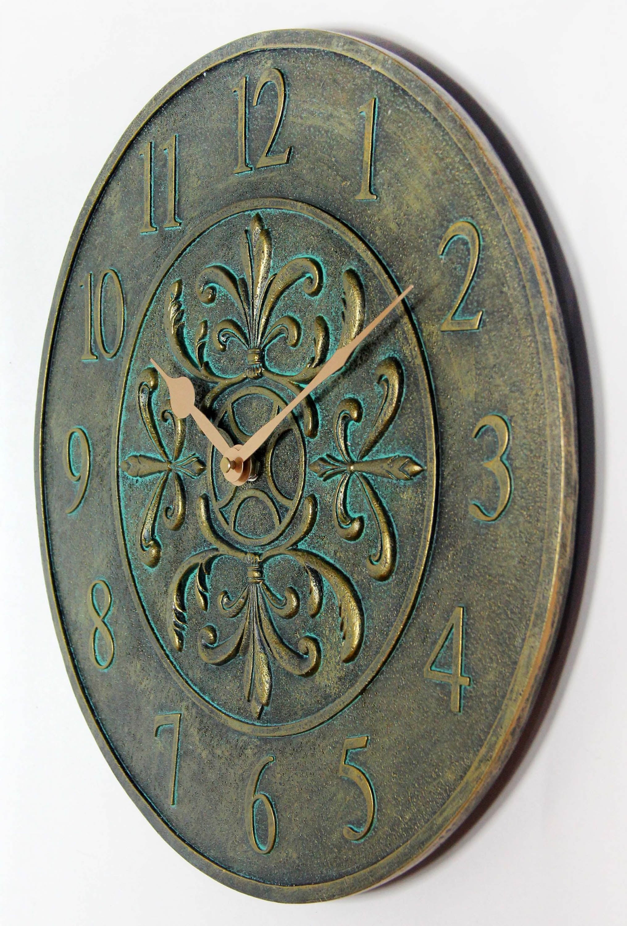Infinity Instruments Blanc Fleur Aged Bronze Outdoor 15-inch Analog Wall Clock