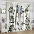 thumbnail image 5 of Vintage Coffee Curtains, Retro Brewing Equipment Doodle Sketch Grinder French Press Plastic Cup Scoop Window Drapes for Kitchen Living Room Bedroom Cafe 2 Panel Set, 84x84 Inch, 5 of 6