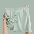 thumbnail image 3 of zeranth Men Boxer Underwear Elastic Waist Mid-rise Shorts Briefs Solid Color Wide Loose Fit Button Fly Ice Silk Thin Panties, 3 of 7