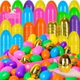 thumbnail image 1 of Huevos de Pascua de plástico ZICZLI, 100 piezas, 3 grandes con 6 huevos dorados, 1 of 8