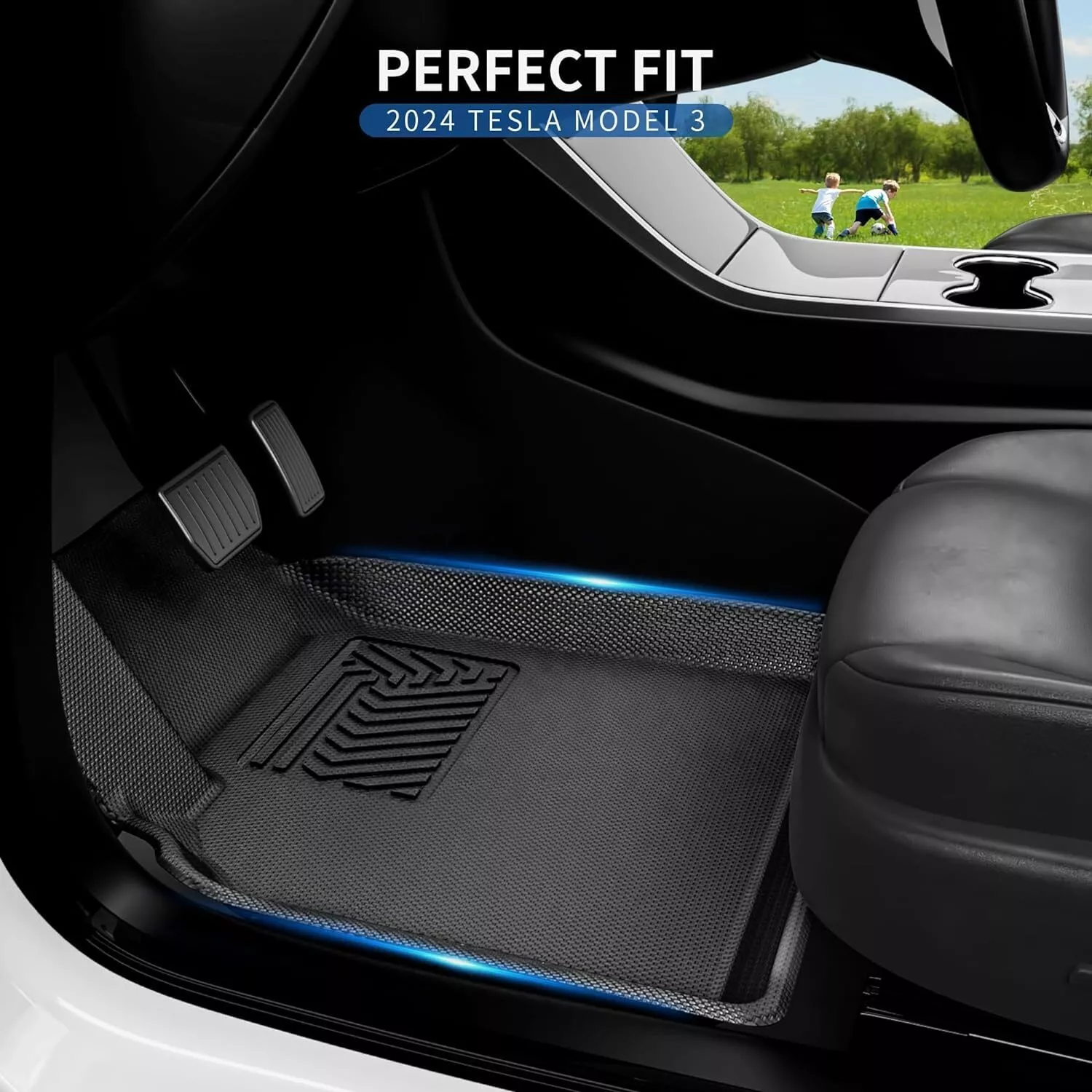 RVNI Floor Mats for Tesla Model Y 7 Seater 2024-2021 Fit Model Y Floor Mats Accessories with Cargo Trunk Mat Rear Backrest Mats All Weather Cargo Liners 9 PCS