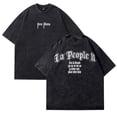 thumbnail image 2 of Peso Pluma Merch La People II Vintage Washed Cotton Dirtyfit T-Shirt Oversized Black Graphic Tee, 2 of 4