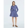 thumbnail image 2 of Free Assembly Women's Cotton Mini Shirtdress with Long Sleeves, Sizes XS- XXL, 2 of 5