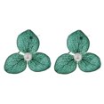 thumbnail image 2 of 1 Par de Reales Cubiertos de Resina Pendientes de Secas Naturales Pendientes para Mujeres Niñas Joyería tres Verde Gloria Pendientes de pétalos de flores de resina, 2 of 9