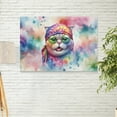 thumbnail image 2 of Hippie Scottish Fold Portrait Watercolor Tie-Dye Vintage Styles Horizontal Matte Canvas Poster Cat Lover Kitten Owner Gifts Wall Art Home Decor - 00014, 2 of 5