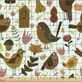 thumbnail image 2 of Cartoon Fabric by the Yard, Abstract Illustration of Forest Theme Birds Sparrows Crows and Birdcage, Decorative Upholstery Fabric for Sofas and Home Accents, Multicolor by Ambesonne, 2 of 5