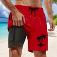 thumbnail image 2 of FINALGANG Mens Tree Print Board Shorts Casual Drawstring Waist Swim Trunks Quick Dry Beach Shorts With Side Pocket For Summer Surfing Daily Wear Red M, 2 of 4