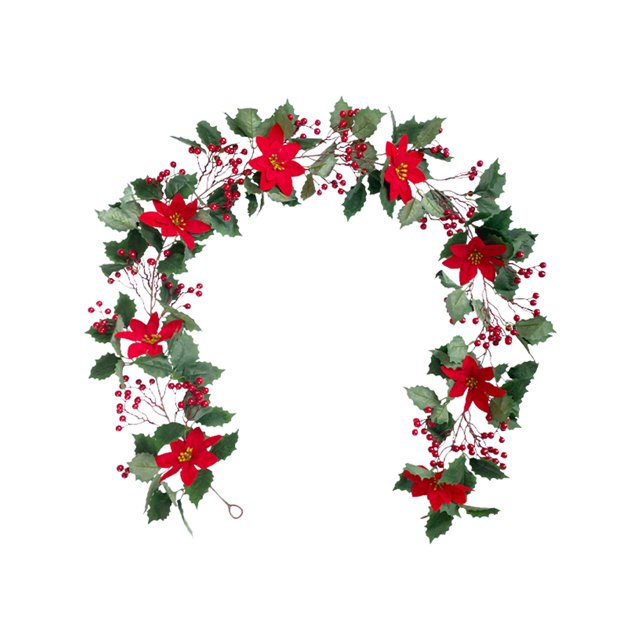 Simulación Navidad Rattan-Dragon Barba Fruta Roja Flor Navideña A05623