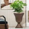 thumbnail image 6 of WORTH 22 inch Urn Planter,Dark Golden Front Door Planters Outdoor Set of 2, Plastic Round Planter, Classic Pedestal Decorative Plant Pots Large Plant Pot Tree Pot, 6 of 7