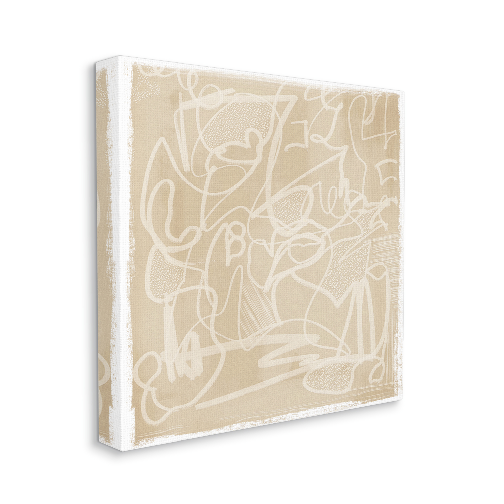 Stupell Industries Contemporary Beige Scribbles Abstract Painting Gallery Wrapped Canvas Print Wall Art, 36 x 36