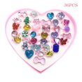 thumbnail image 2 of Tholdsy 36 anillos de dibujos animados para niños, anillos abiertos de resina para dedos, joyas de diamantes de imitación para niñas con Juguetes tres, 2 of 6