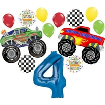 Monster Truck Party Supplies 4th Birthday Balloon Bouquet Decorations