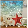 thumbnail image 3 of 4PCS Ocean Beach Shower Curtain Sets With Rugs, Waterproof Fabric Shower Curtain, Hawaiian Tropical Summer Seaside Scenery Palm Leaves Blue Ocean Colorful Chair Nautical Coastal Bathroom Decor, 3 of 7