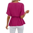 thumbnail image 3 of Women Summer V Neck Shirt Short Sleeve Tie Casual T Shirt Top, 3 of 4
