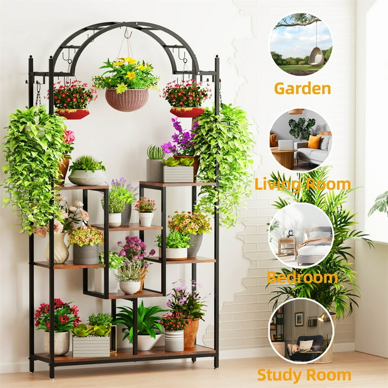 花瓶・フラワースタンド madoka rindal flower base large size Wisfor Heavy Duty Metal Arched Plant Stand, 5 Tier Flower Pot