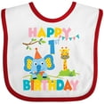 thumbnail image 3 of Inktastic Elephant and Giraffe 1st Birthday Boys or Girls Baby Bib, 3 of 4