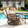 thumbnail image 4 of Patio Table and Chairs Set, Segmart 3pcs Rattan Patio Conversation Set with Swivel Rocking Chairs, Coffee Table, Porch Deck Balcony Furniture for Outdoor, with Beige Cushions, 4 of 9
