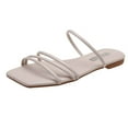 thumbnail image 2 of Womens Summer Trends!AXXD Gold Sandals for Women,New Thin Strap Square Toe Flat Sandals For Mom New Arrival Size 5.5, 2 of 7