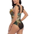 thumbnail image 2 of Naloa Forest Maple Leaf Husky Print Women One Piece Swimsuits Tummy Control Bathing Suit Ruffle V Neck Swimwear Slimming Monokini, 2 of 5