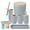 Gray, variant on iMucci 5 Piece White Bathroom Accessories Set Wash Kit, Toothbrush Holder, Soap Dish, Lotion Dispenser, Mothwash Cup and Cotton Swab Box