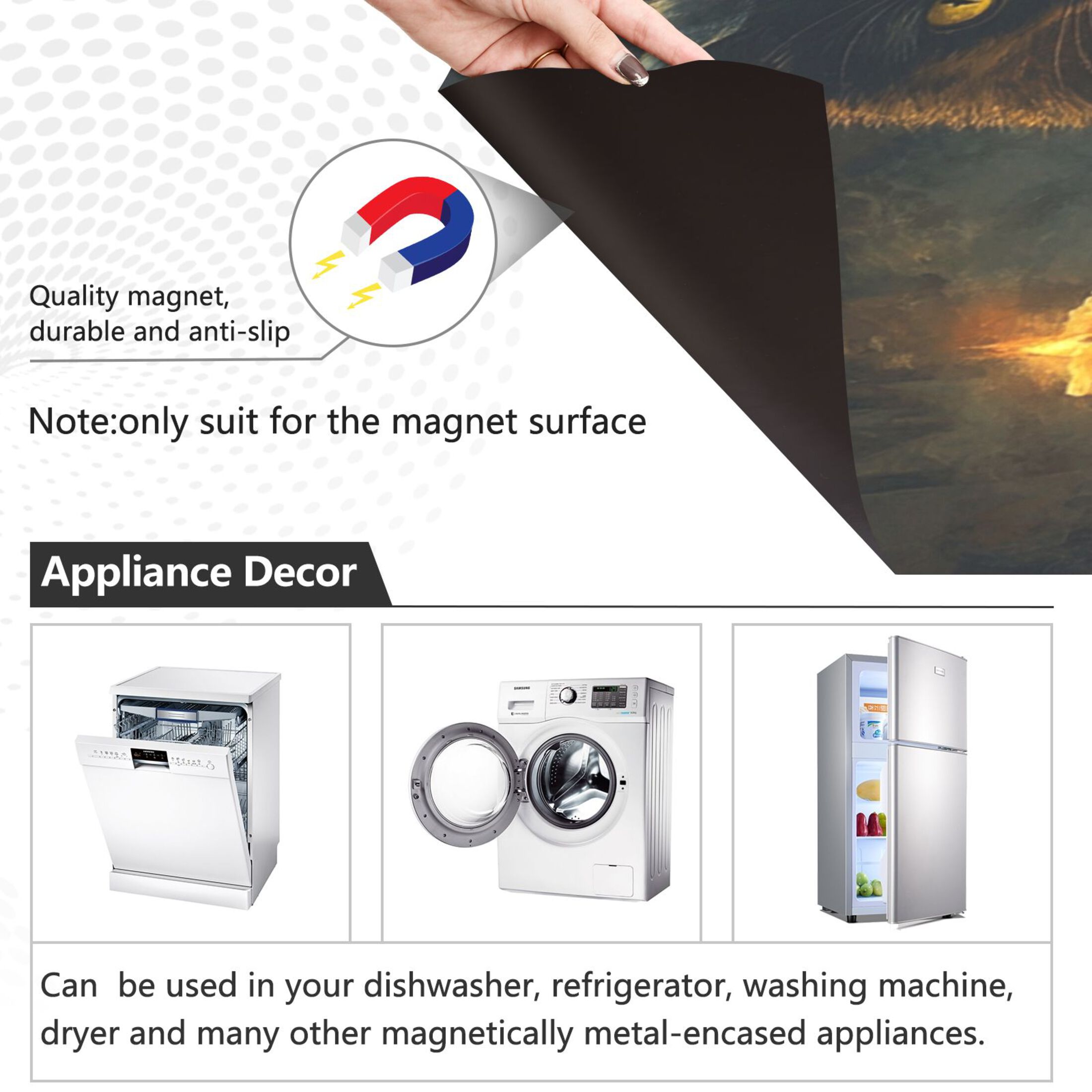 Dishwasher Magnetic Sticker 23x26 Inch Refrigerator Magnetic Sticker Washing Machine Magnetic Sticker Kitchen Panel Magnetic Sticker Home Decor Beautiful Black Cat