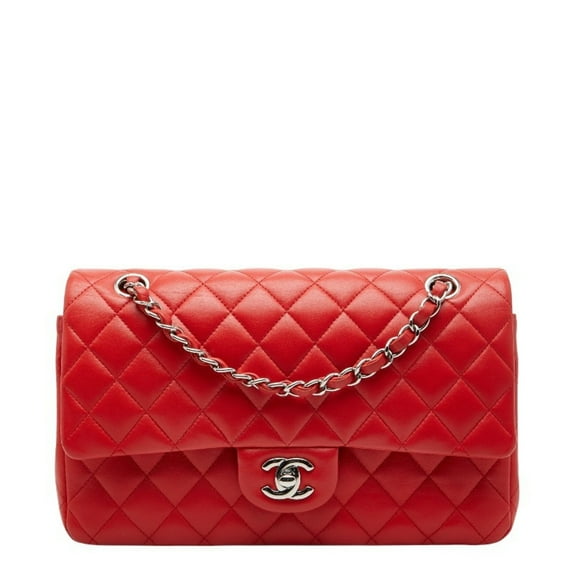 Pre-Owned CHANEL Matelasse 25 Coco Mark Double Flap Chain Shoulder Bag in Red... (Good)