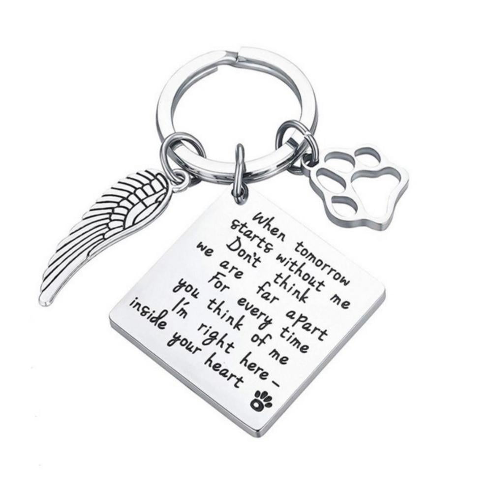 Memorial Gift Keychain for Dogs Cats Personalized -Loss of Pet Sympathy DIY Crafts Keepsake -A Piece of My Heart is in Heaven Cat Remembrance Jewelry Keyring