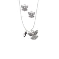 thumbnail image 2 of Delight Jewelry Silvertone Mini Black Running Shoe Silver tone Guardian Angel Charm Necklace and Stud Earrings, 2 of 4