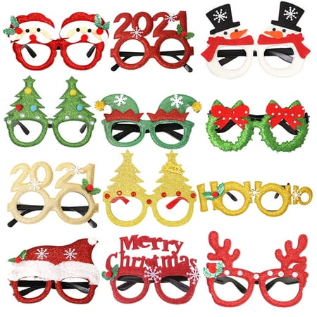 Image of 12Pcs 1Set Attractive Eyeglass Frames Christmas-themed Glasses (Random Style)