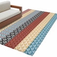 thumbnail image 2 of Boho Orange Area Rug 4x6 FT, Non Slip Kids Room Carpet, Yellow Geometric Stripes Turquoise Bohemia Washable Soft Floor Carpet Non-Shedding Throw Rug for Dorm Kitchen Study Room Home Office Bedside, 2 of 9