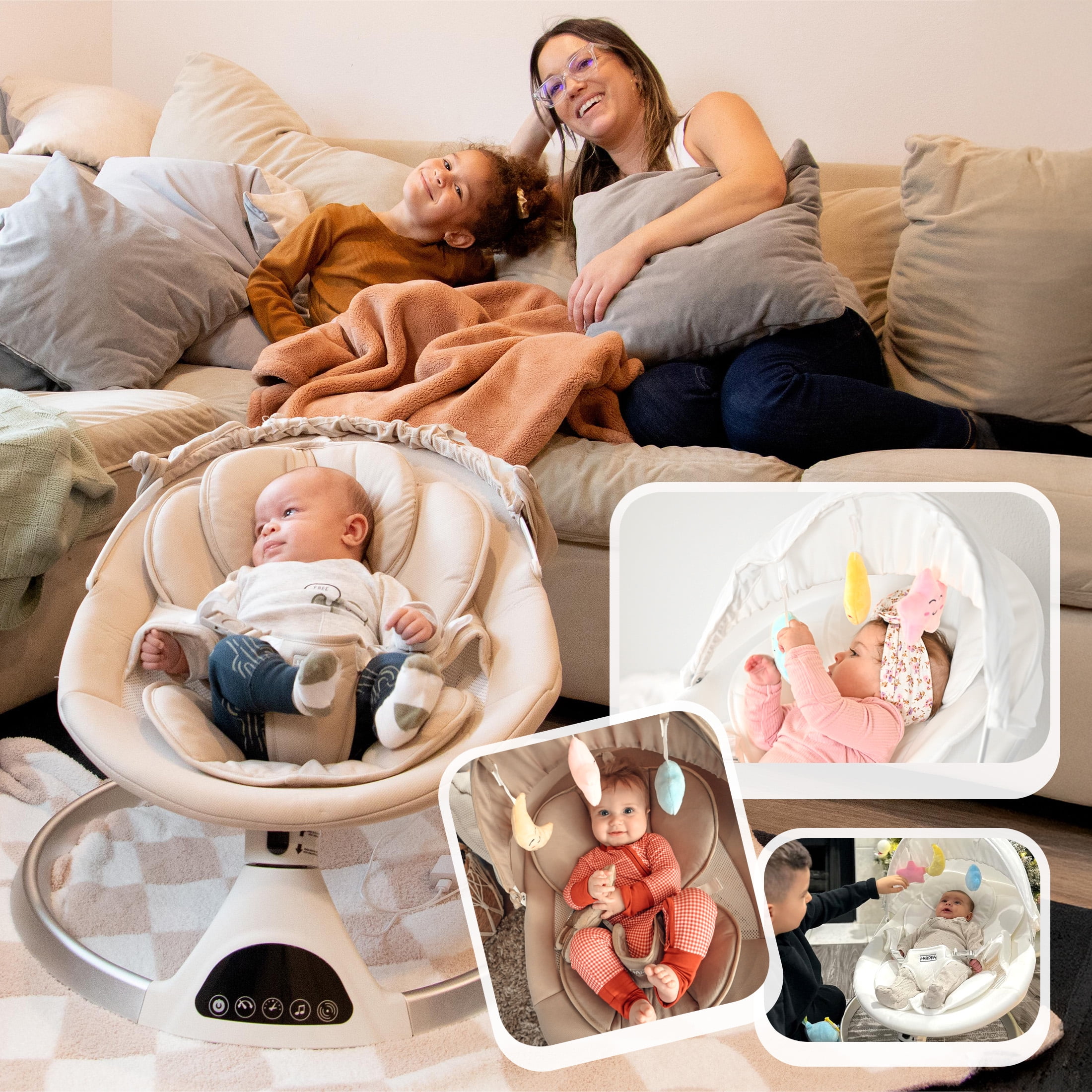 HARPPA Electric Baby Swing for Infants with Remote Control, 5 Sway Speed, Pink
