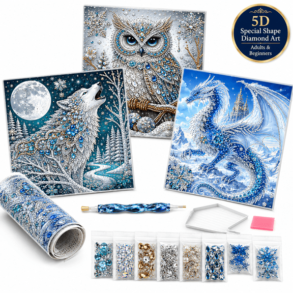 Beginner Diamond Art Kits for Adults, Special Shape 5D Diamond Painting Craft Kit with Crystal Gems, Easy DIY Rhinestone Art Project for Home Wall Decoration