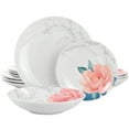 thumbnail image 1 of Martha Stewart Fine Ceramic Floral Dinnerware Set, White, 1 of 9