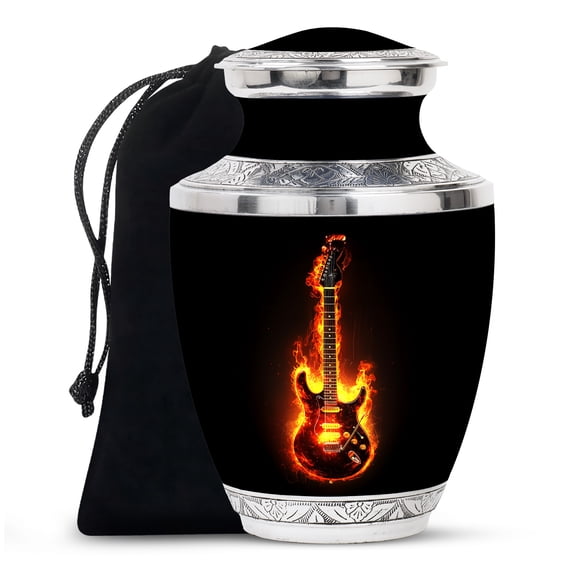 YASUBJAG Guitar Urns for Human Ashes Adult Man - Decorative Urns for Human Ashes - Guitar Urn for Handmade - Large Cremation Urn for Male 10inch and 200 Cubic Inches