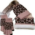 thumbnail image 4 of CHENge Winter Warm Knit Hat Scarf Set Women Men Ear Head Neck Cover Ski Beanie Cap Leopard Print Knit Winter Scarf Hat and Gloves Set for Women Men Cold Weather Accessories(Pink,One Size), 4 of 4