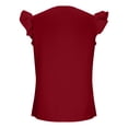 thumbnail image 6 of AKOEE Chiffon Tank Top for Women Trendy Ruffled Fly Sleeve V Neck Dressy Casual Blouses Lightweight Summer Tees (L, Red), 6 of 8