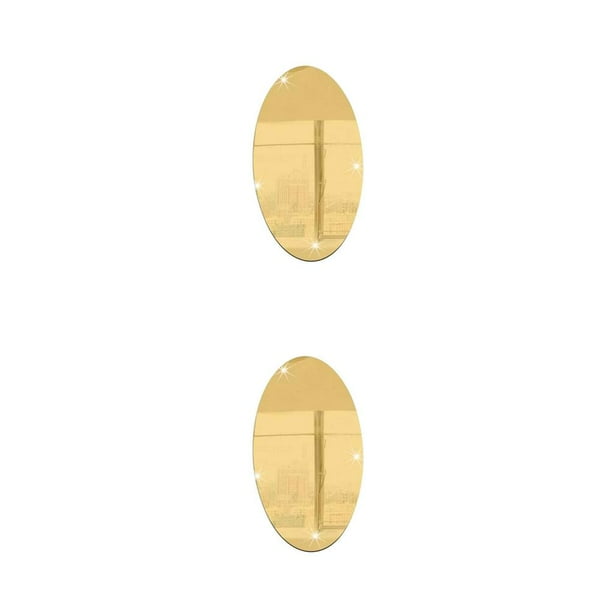 sweethay Adhesivo de espejo para pared, autoadhesivo ovalado, Rectangular, decoración artística para dormitorio, calcomanías espejadas, póster, adorno Oro oval 2piezas sweethay CBP029900
