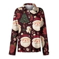 thumbnail image 5 of WTOBBY Women's Christmas Print Casual Half Open Collar Long Sleeve Shirt, Holiday Themed Blouse for Seasonal Outfits and Christmas Parties,Red M, 5 of 5