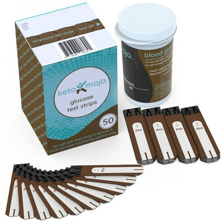 KETO-MOJO 50 Blood Glucose Test Strips, Precision Sugar Measurement for Diabetics, Monitor Your Diabetes & Ketogenic Low Carb Diet and Nutritional Ketosis, Strips Work only in KETO-MOJO Meters