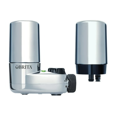 Brita Chrome Tap Water Faucet Filtration System with 2 Filters and Filter Change Reminder