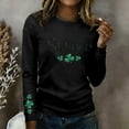thumbnail image 2 of Womens Tops Trendy St. Patrick'S Day Long Sleeve Festive Print Crew Neck Crop Tops for Women,Black,M, 2 of 4