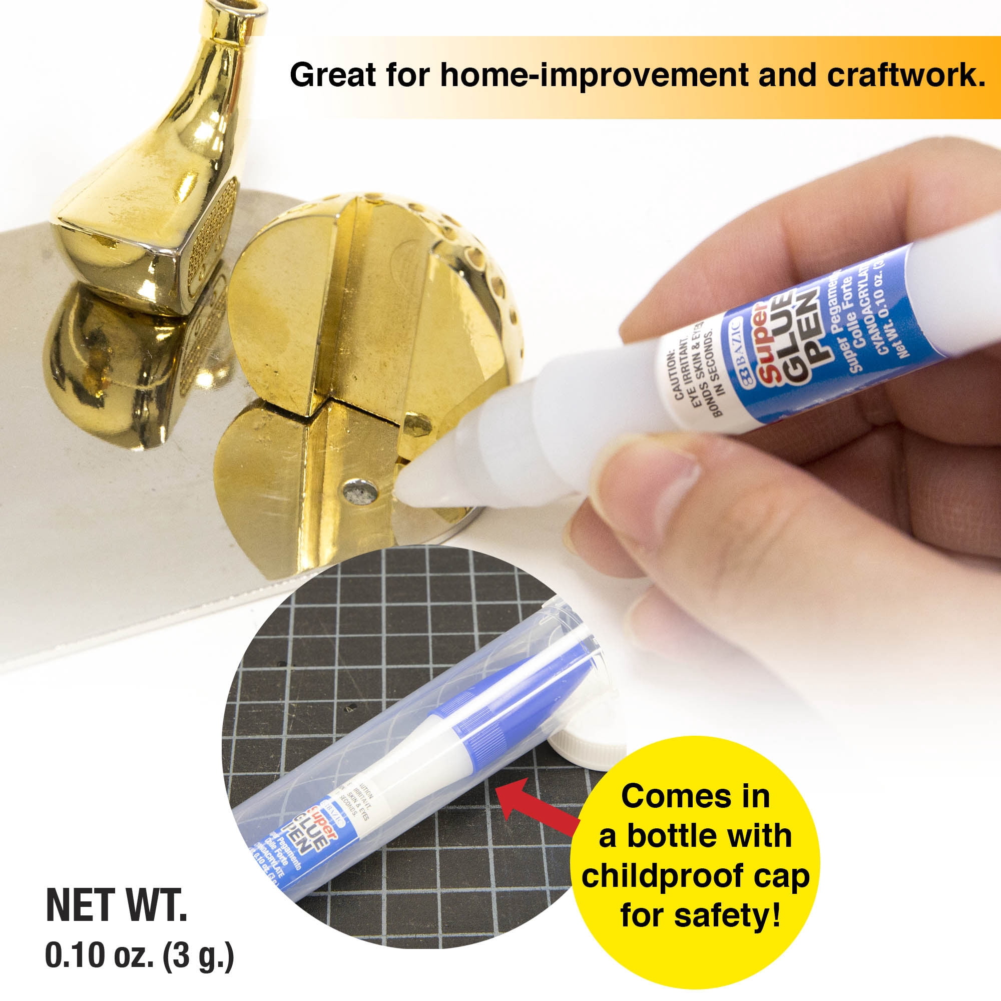 BAZIC Super Glue Pen Precision Tip Applicator 3g/0.10Oz Adhesive Fluid, 24-Pack