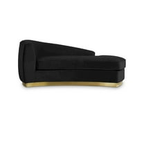 Meridian Furniture Julian Curved Back Velvet Chaise in Black and Gold