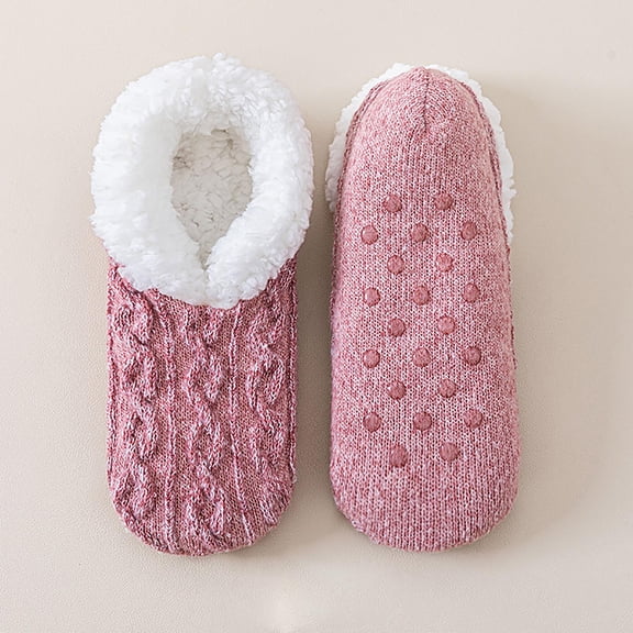 Cozy Thermal Sock Slippers for Home and Outdoor Use - Soft Winter Booties with Non Silicone Grip and Comfortable Indoor Footwear, Light Pink